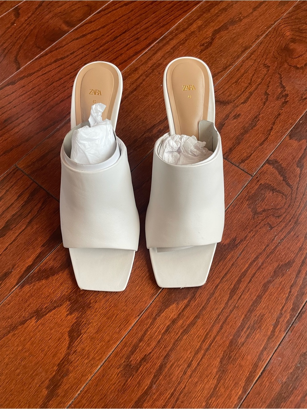 ZARA White Slide Mules - Minimal Square Toe Women’s shoes size 41